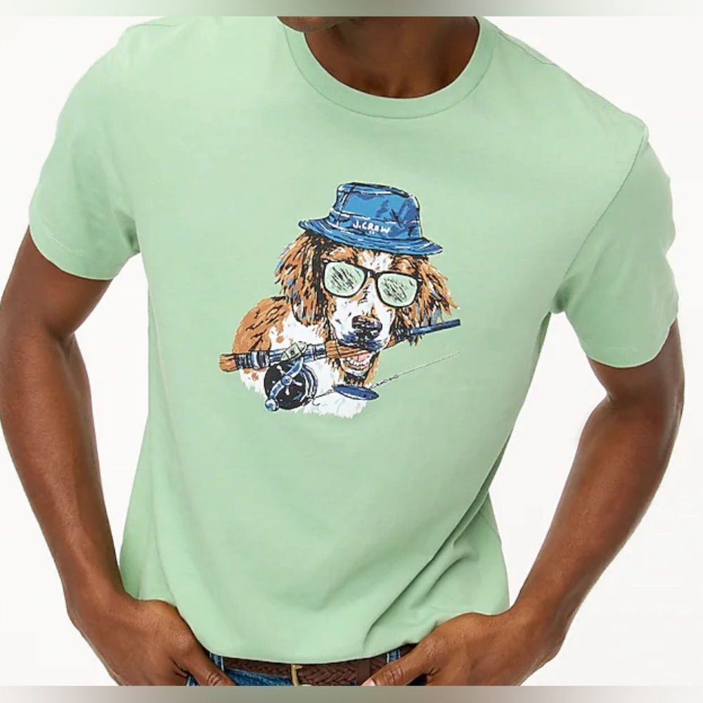 NWT J Crew Fishing dog graphic tee
